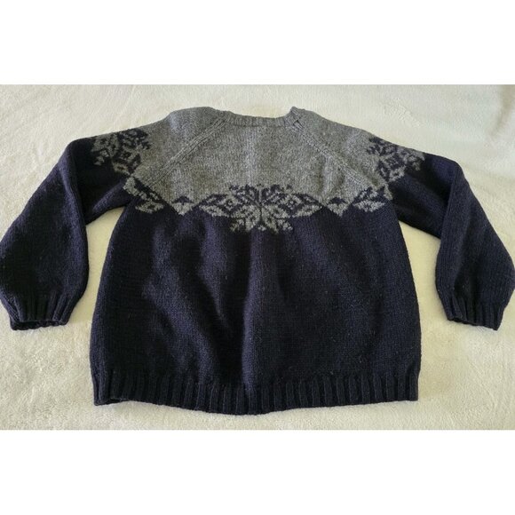 J Crew Mens Hand Knit int Wool Sweater Size Medium Gray Snowflake - Picture 3 of 5